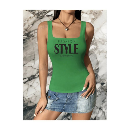 Fashion Style Extraordinary Woman Summer Square Neck Top - Print Concept