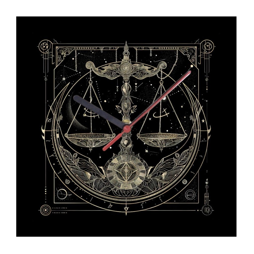 Libra Zodiac Glass Wall Clock - Print Concept