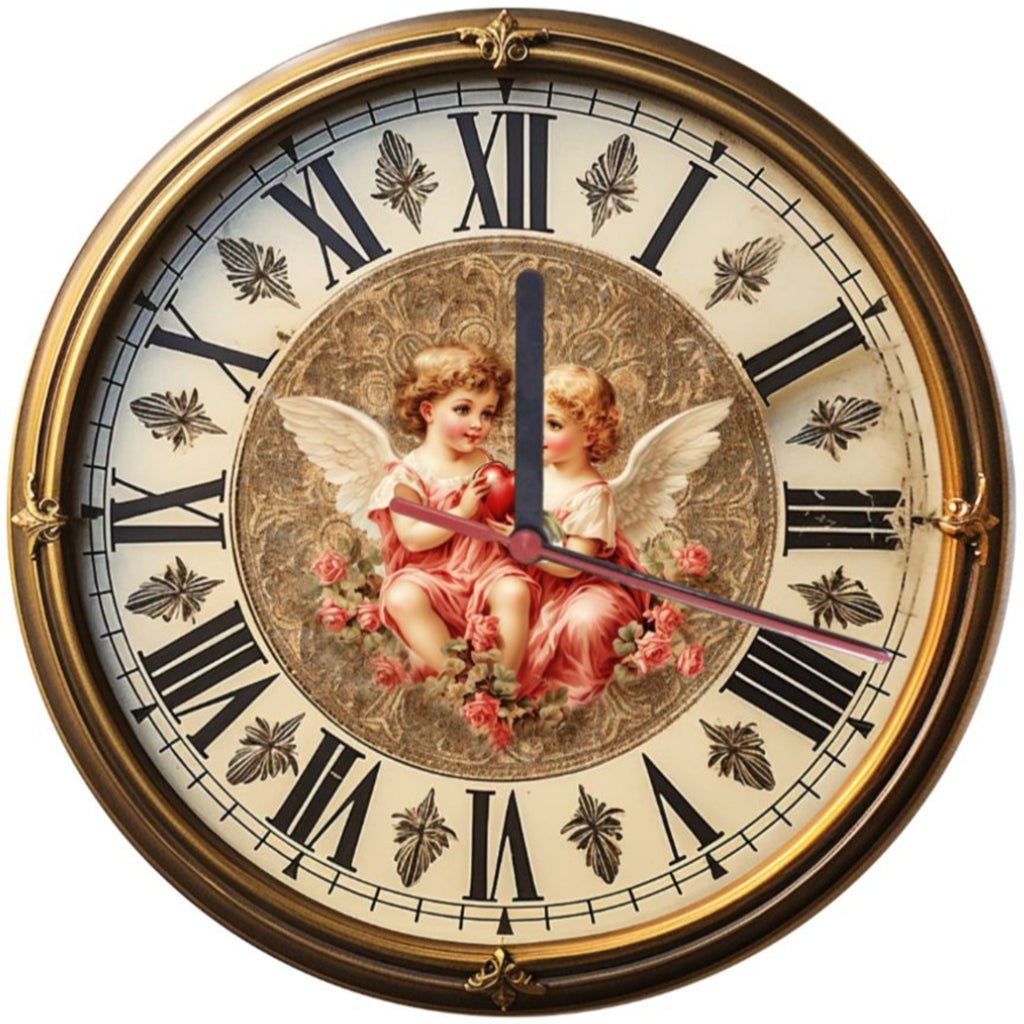 Wall Clock Vintage Angel Cupidon - Print Concept