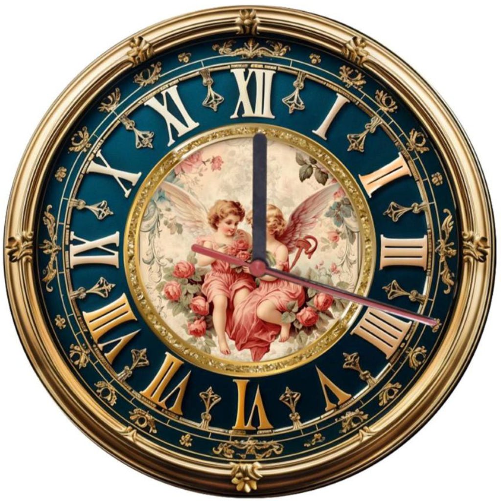 Wall Clock Vintage Angel Cupidon - Print Concept